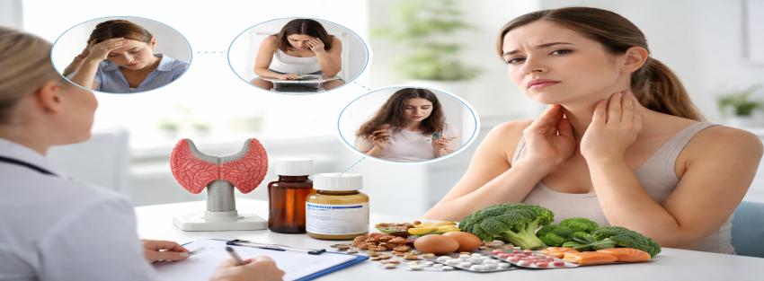 Symptoms of thyroid disorders in women including weight gain and fatigue